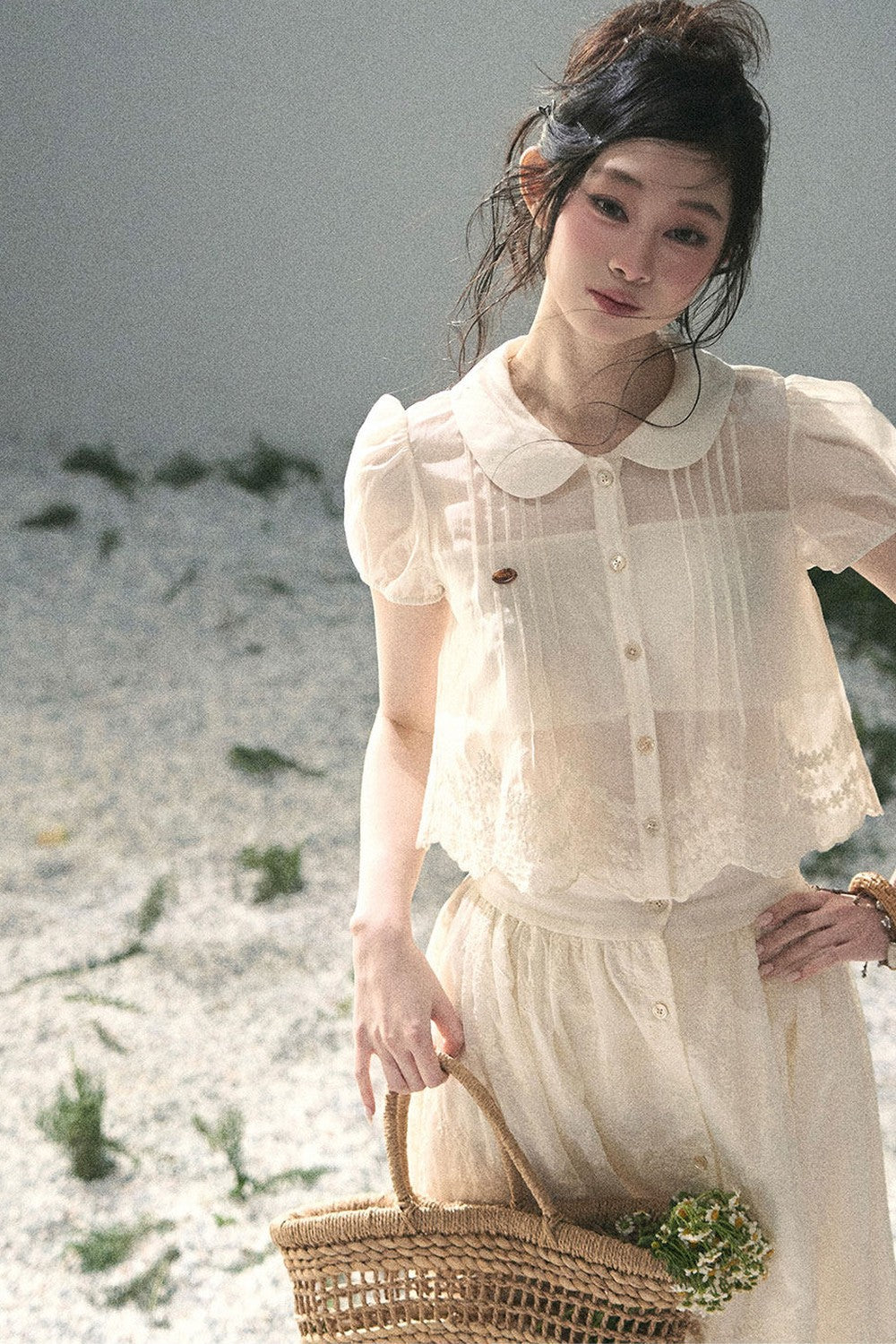 French Floral Lace Two-Piece Set