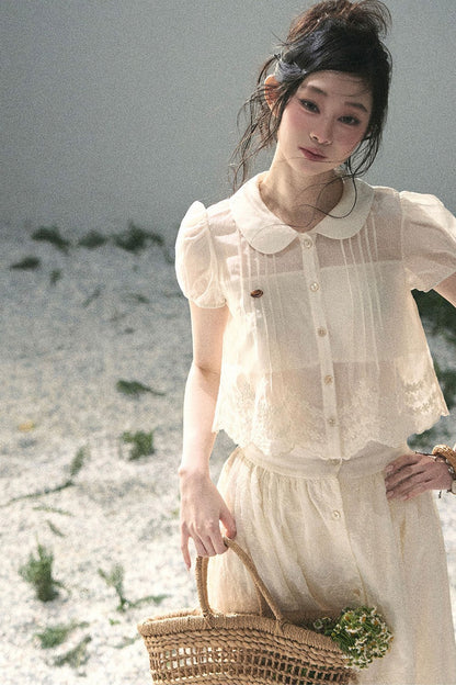 French Floral Lace Two-Piece Set