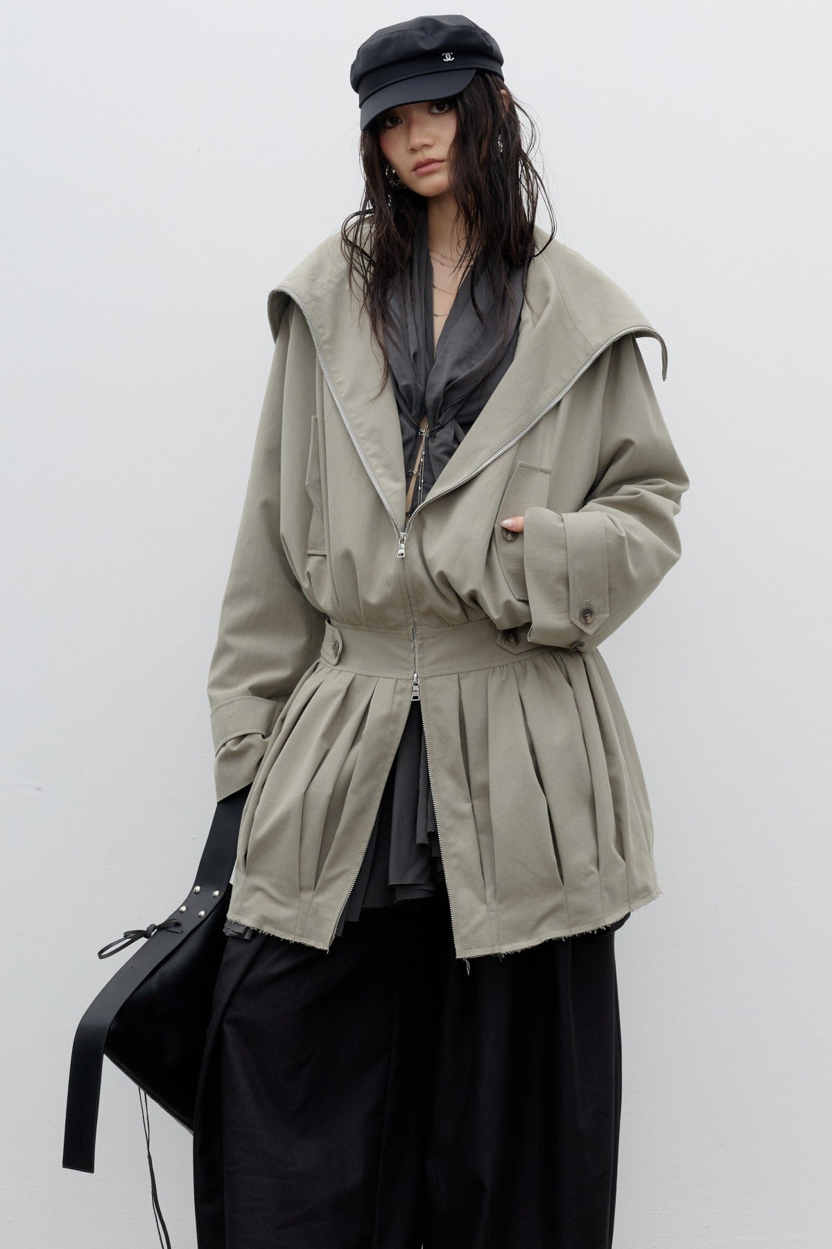 Sculptural Pleated Balloon Windbreaker