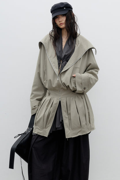 Sculptural Pleated Balloon Windbreaker