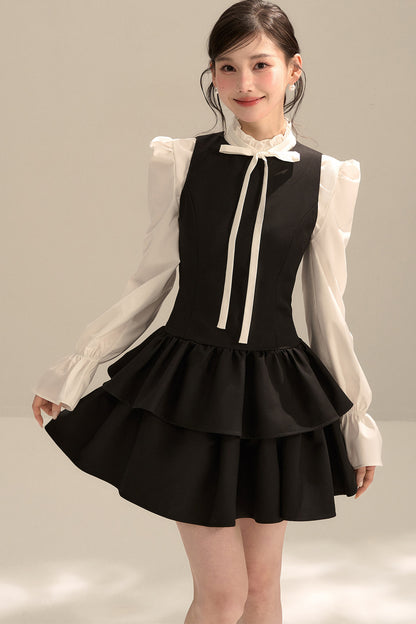 Black Sleeveless Puffy Tank Dress