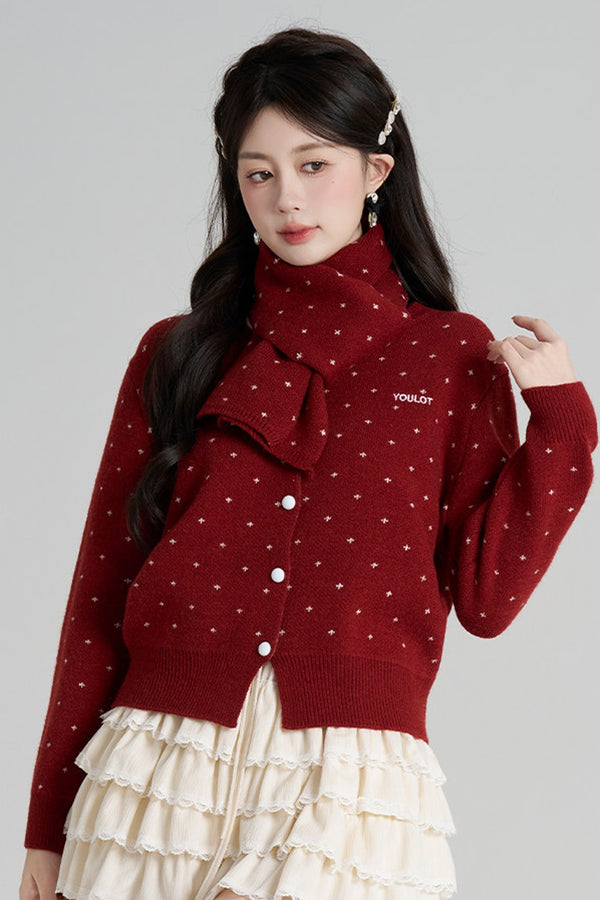 Short Woolen Knit Cardigan
