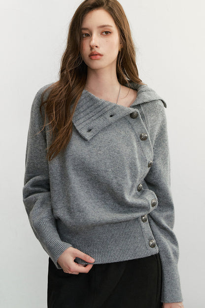 Diagonal Button Knit Top