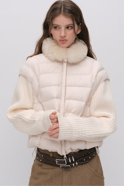 Convertible Detachable Knit Sleeve Down Vest