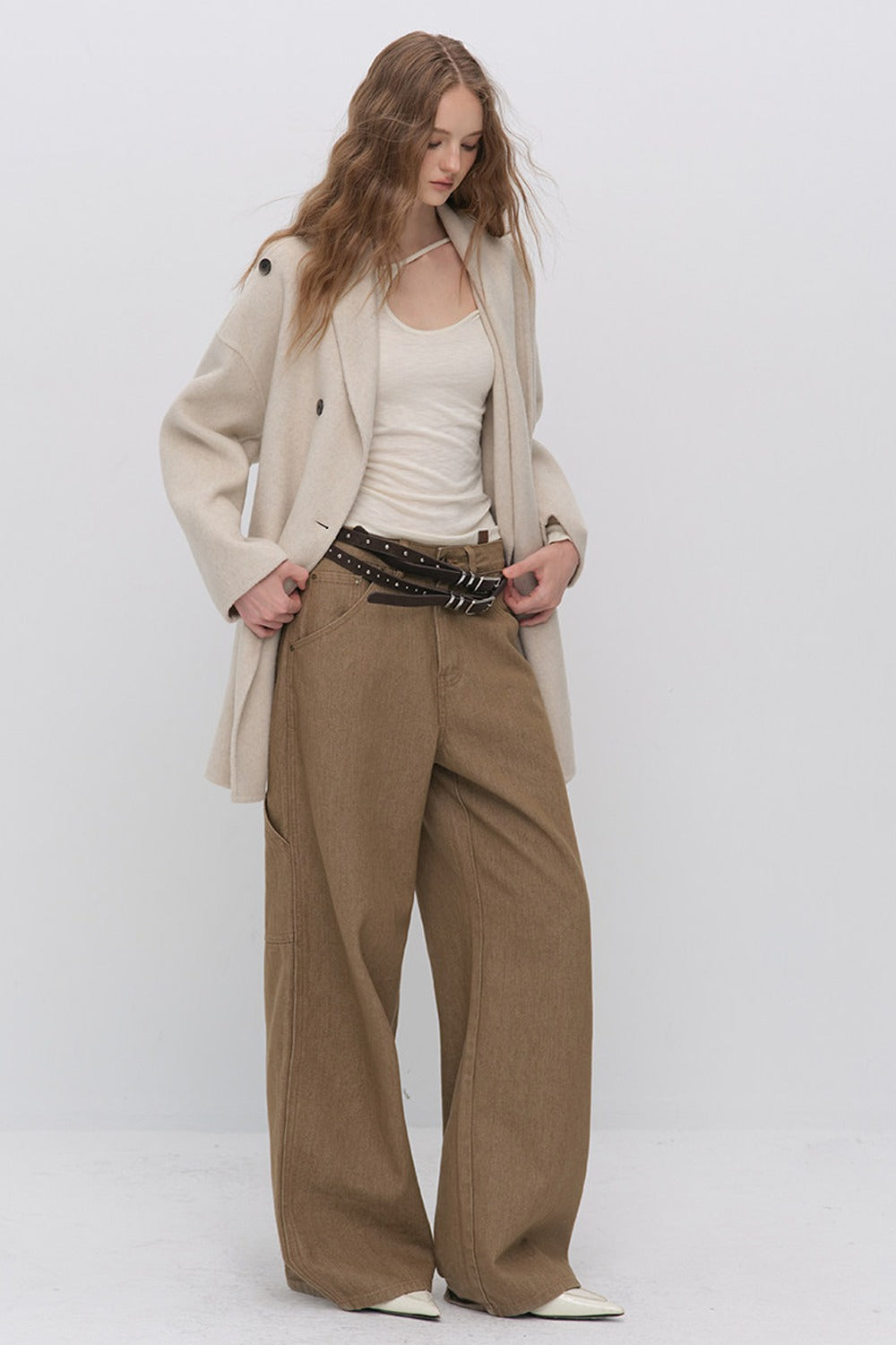 Half Shawl Wool Coat