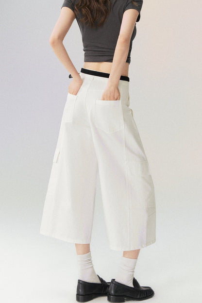 Workwear Casual Denim Cropped Pants
