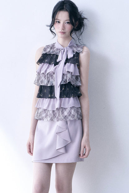 Chiffon Plaid Floral Top