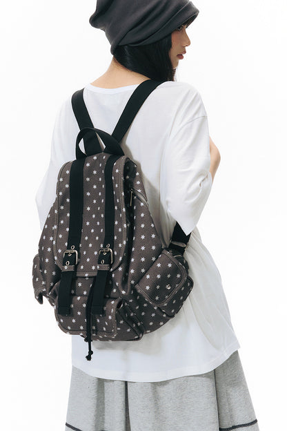 Canvas-Rucksack mit sechszackigem Stern und mehreren Taschen
