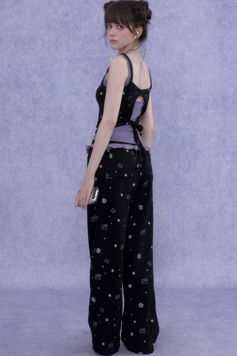 Black Purple Cutout Camisole Set
