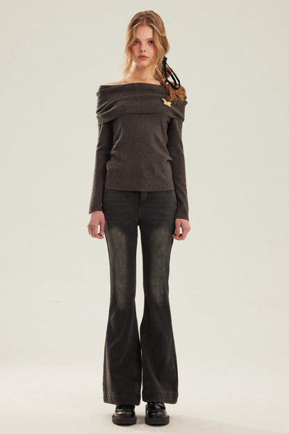 Off-Shoulder Knit Top and Pants Set-Up