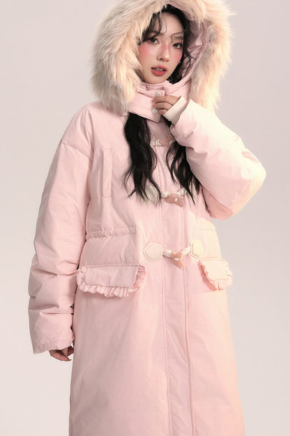 Bow Fur Collar Down Coat
