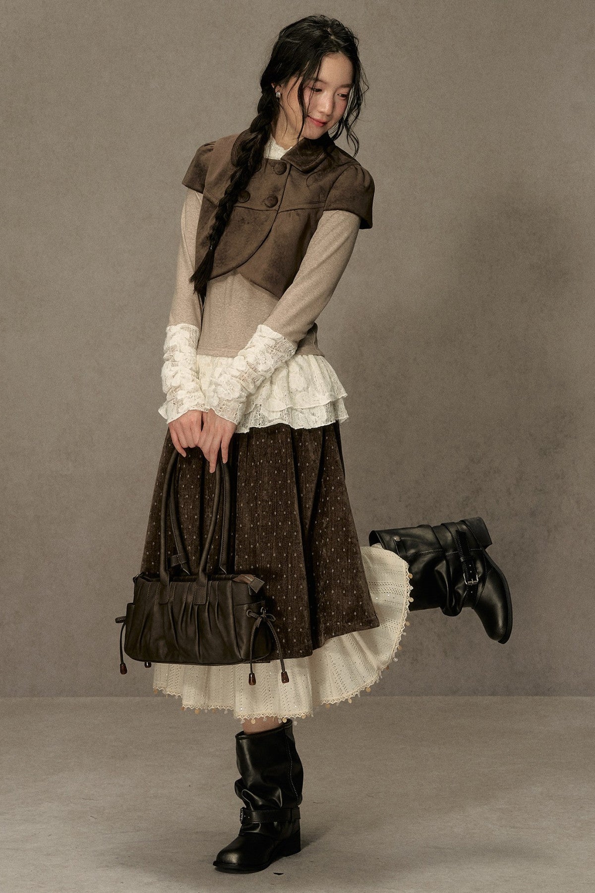 Gilet vintage croisé à revers