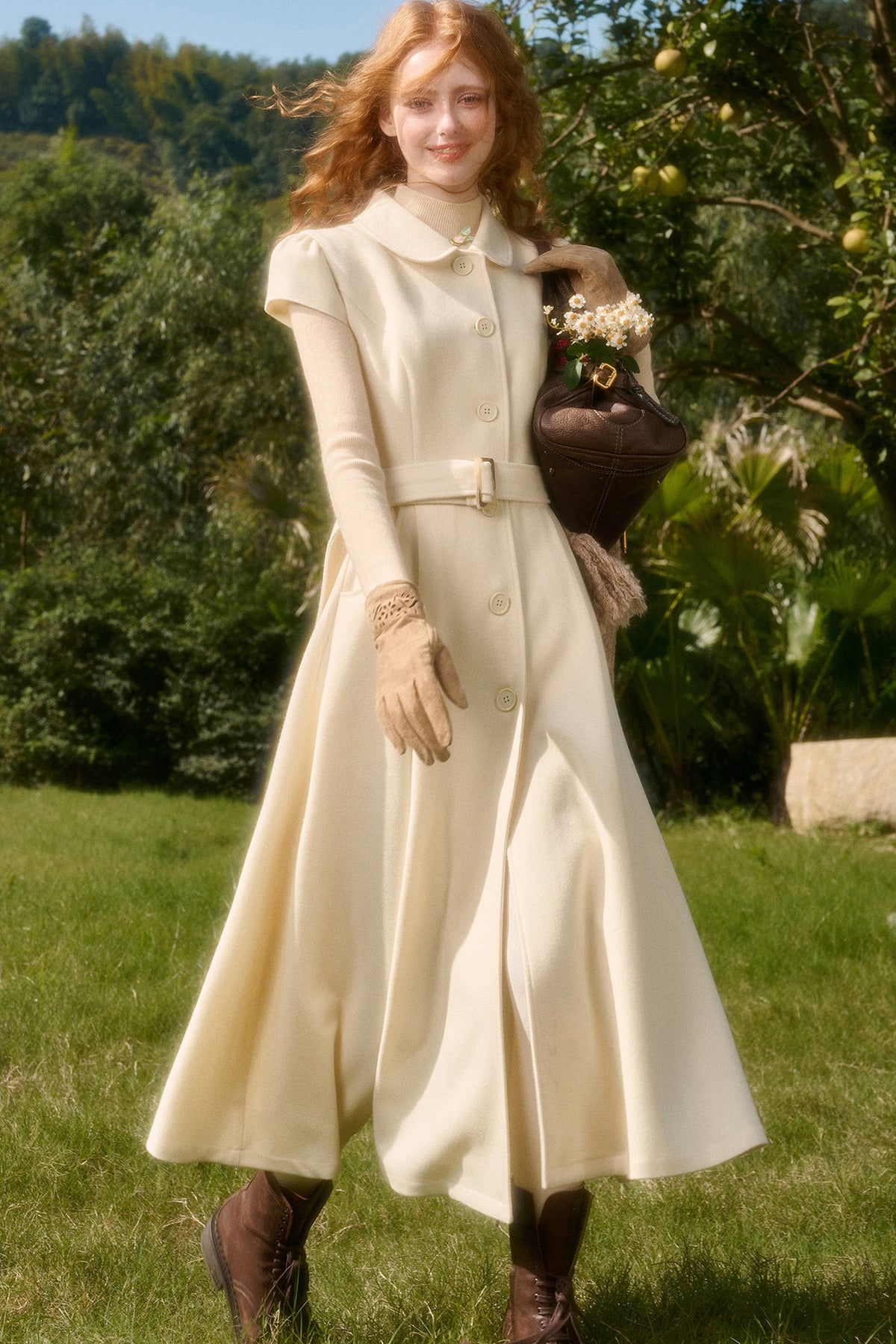 Retro Wool Doll Collar Dress