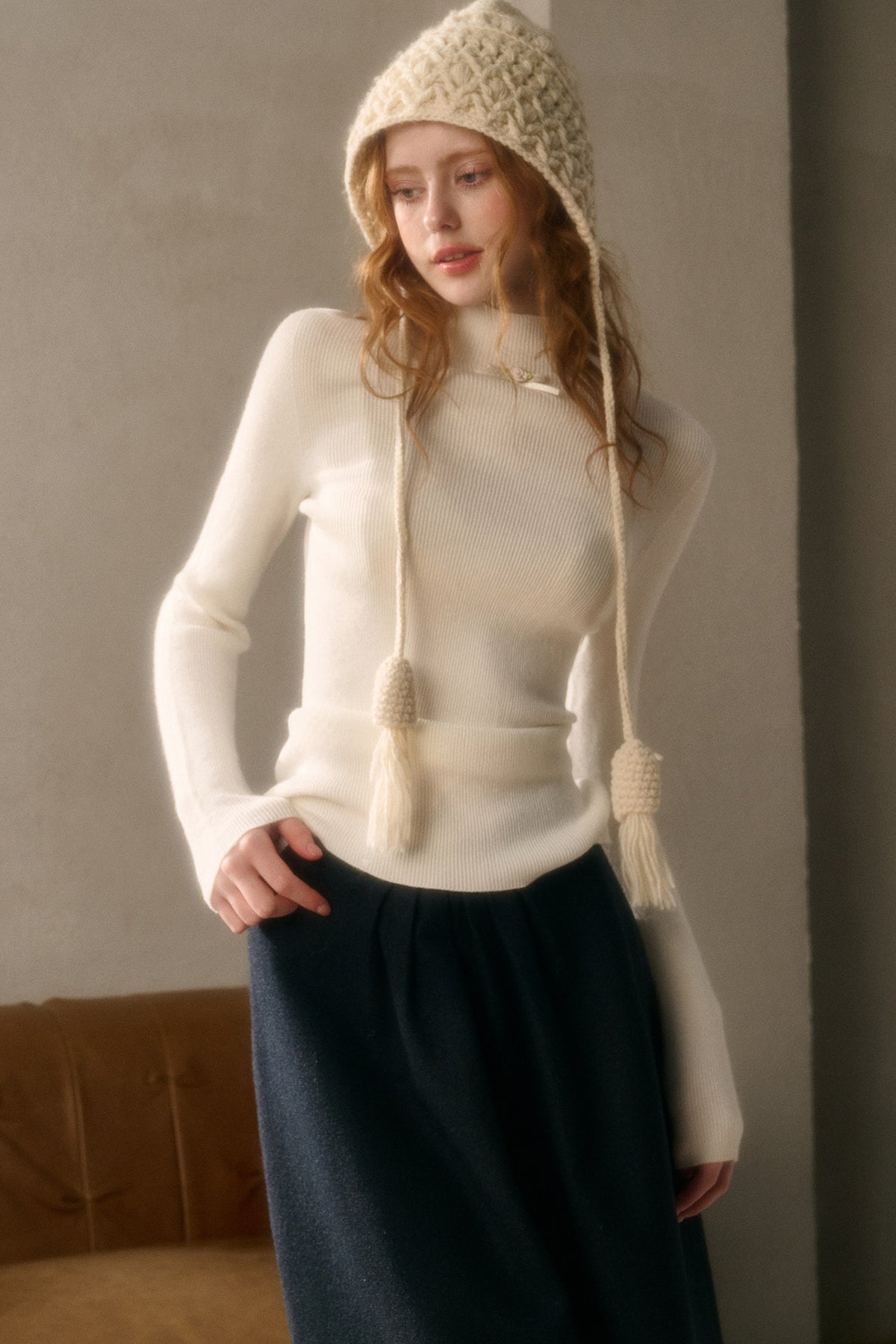 Maglione a maglia con fiocco
