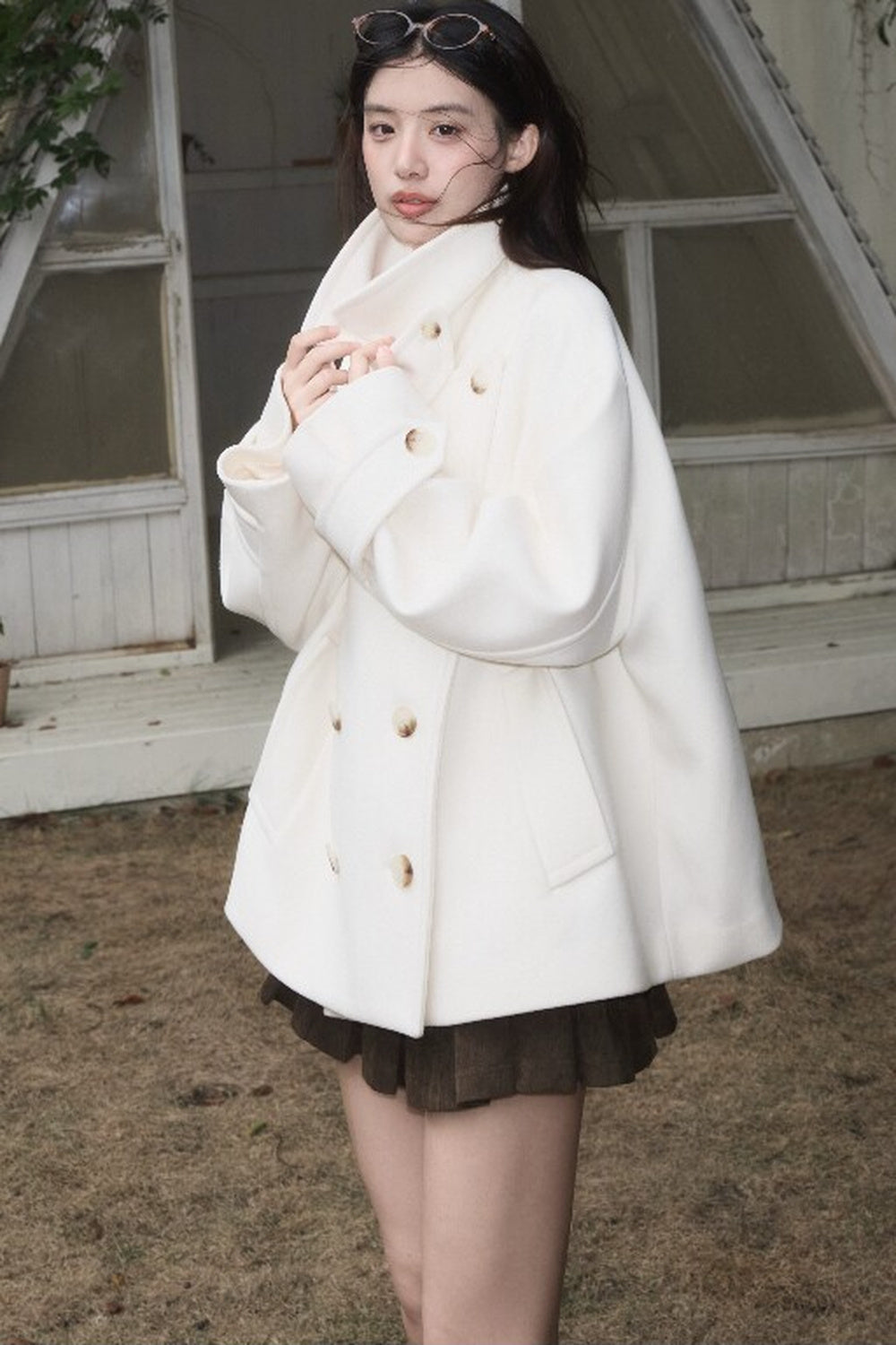 Two-Way Double-Breasted Wool Jacket