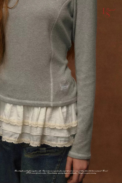 Lace Trim Layered Skirt