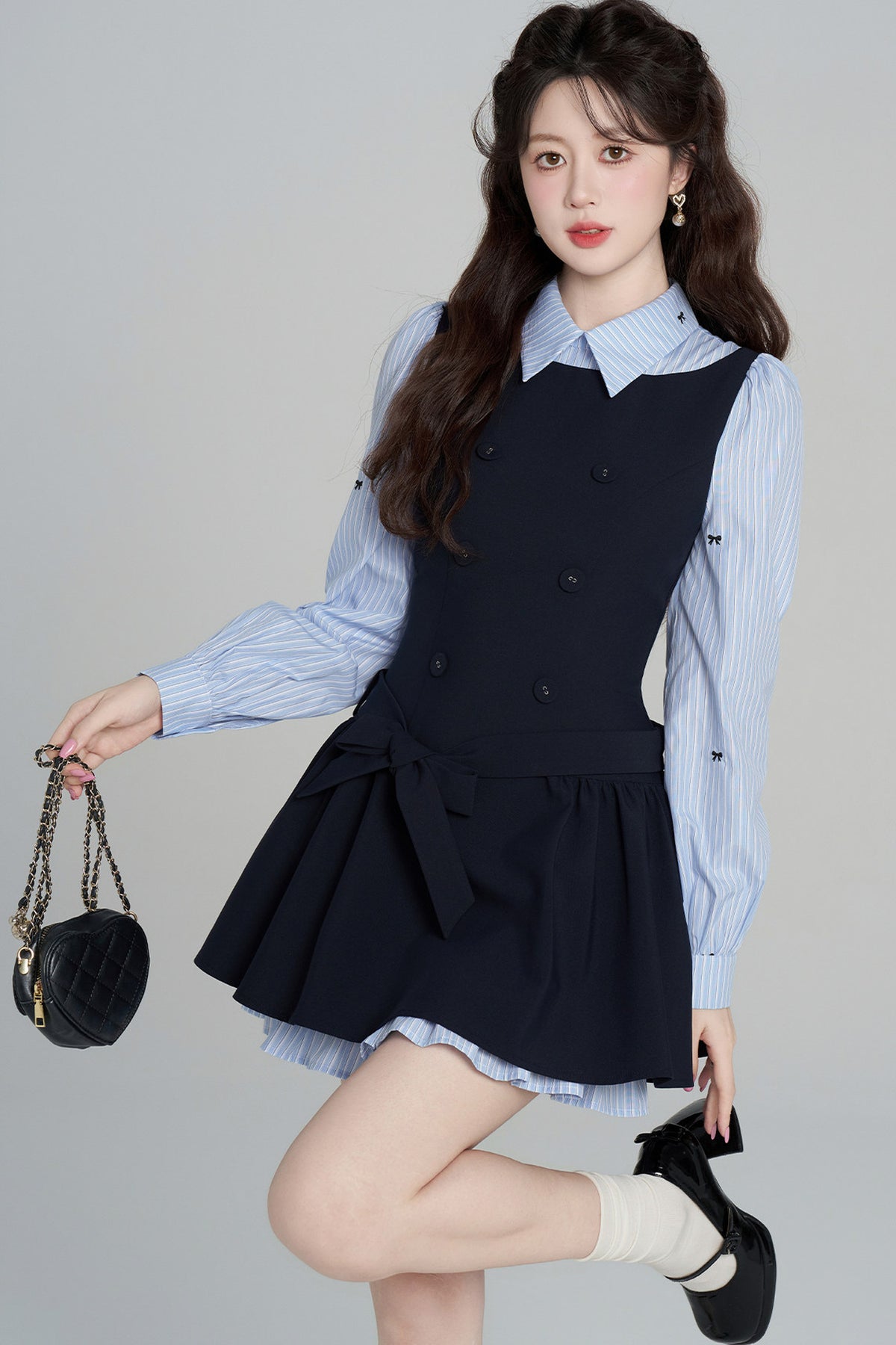 Preppy Style Long-Sleeved Dress