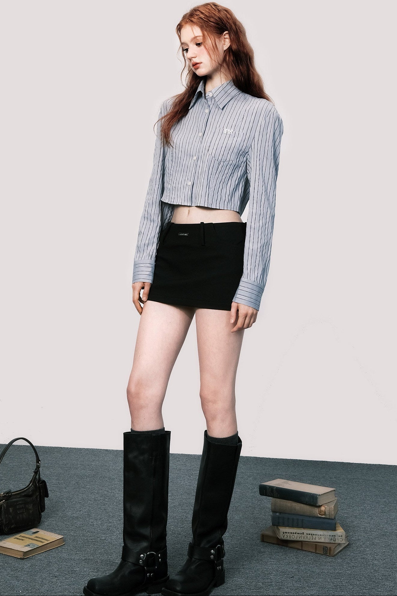 Loose Fit Striped Long-Sleeved Shirt