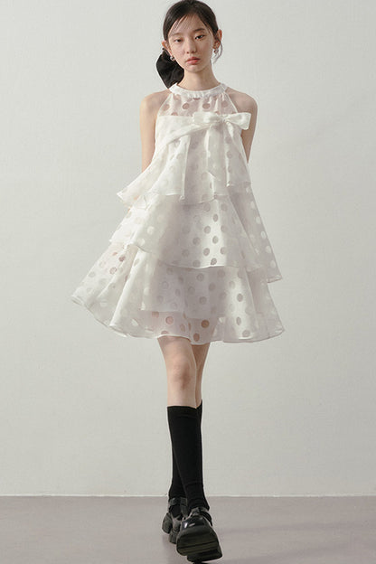 Polka Dot Ruffle Halter Dress