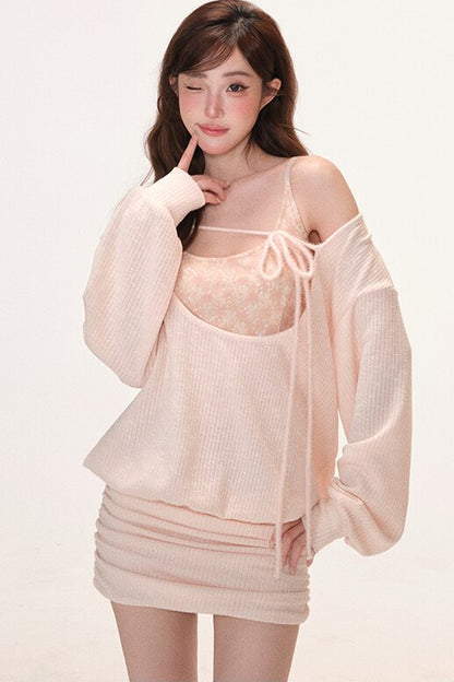 Langarmkleid mit Camisole-Set