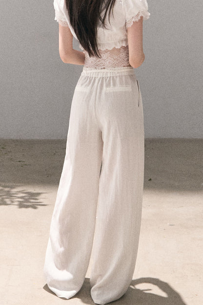Lyocell Linen Wide-Leg Pants