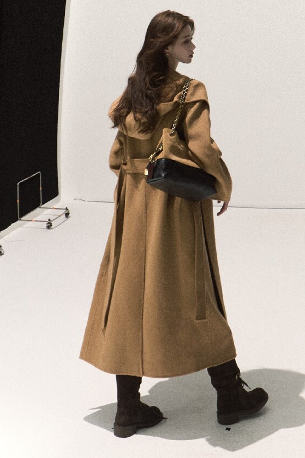 Manteau en laine double face style peignoir