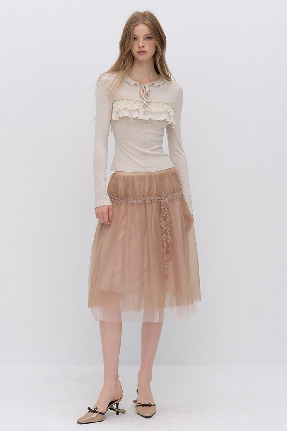 Lace-Up Hollow Lace T-Shirt