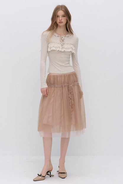 Lace-Up Hollow Lace T-Shirt