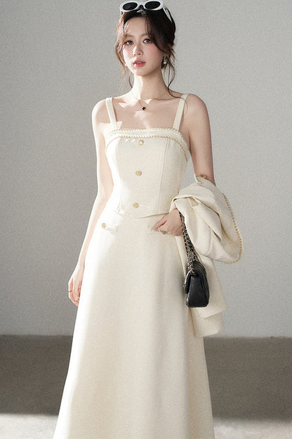Off-White Chanel-Style A-Line Dress and Short Jacket Set-Up