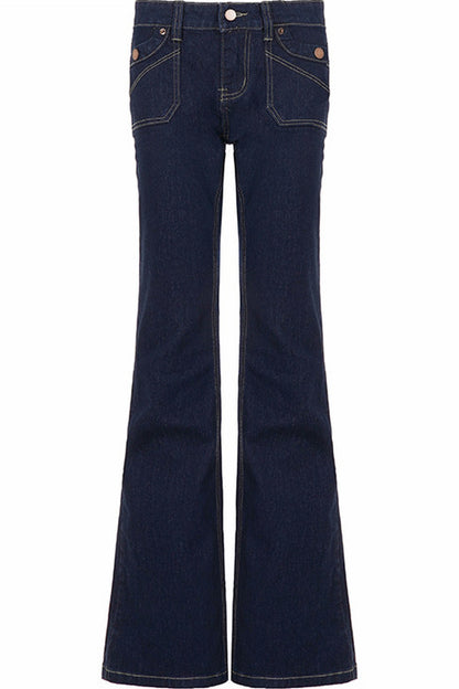 Raw Denim Slim Flared Jeans