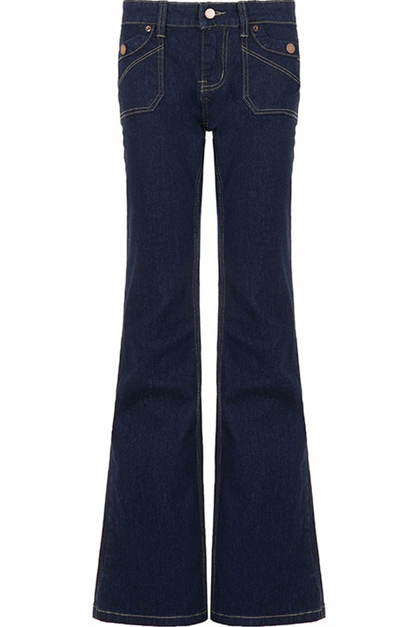 Raw Denim Slim Flared Jeans
