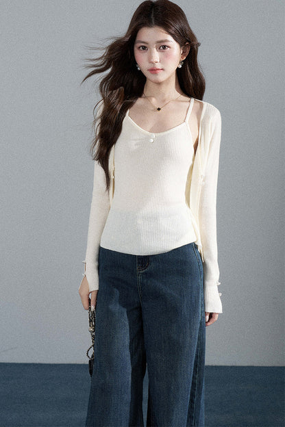 Red Layered-Look Knit Top