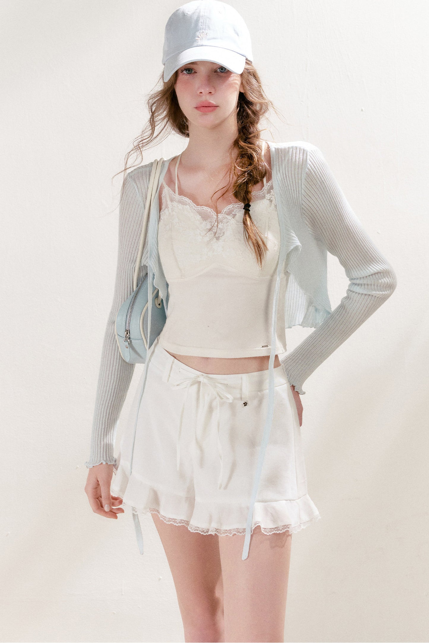 Lyocell Ruffled Tie-Front Cardigan