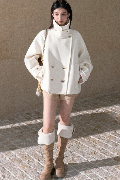 Two-Way Double-Breasted Wool Jacket