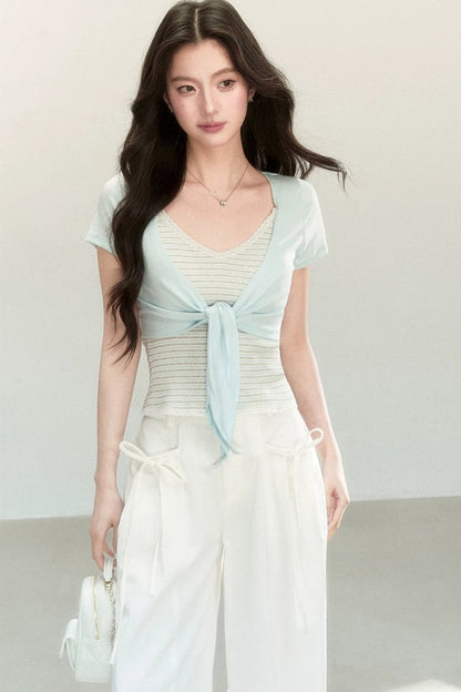 Striped Tencel Knit Camisole Set
