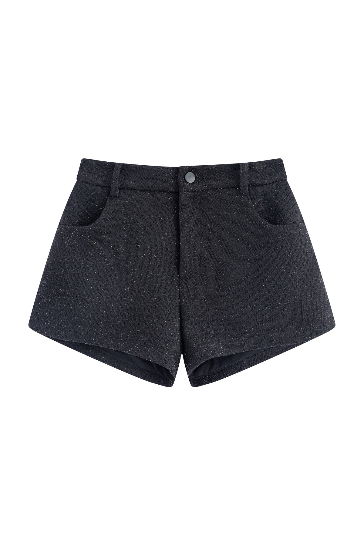 Black Shiny Waist-Cinching Blazer and Shorts Set-Up