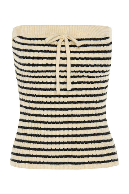 Striped Tube Top and Knit Cardigan Set