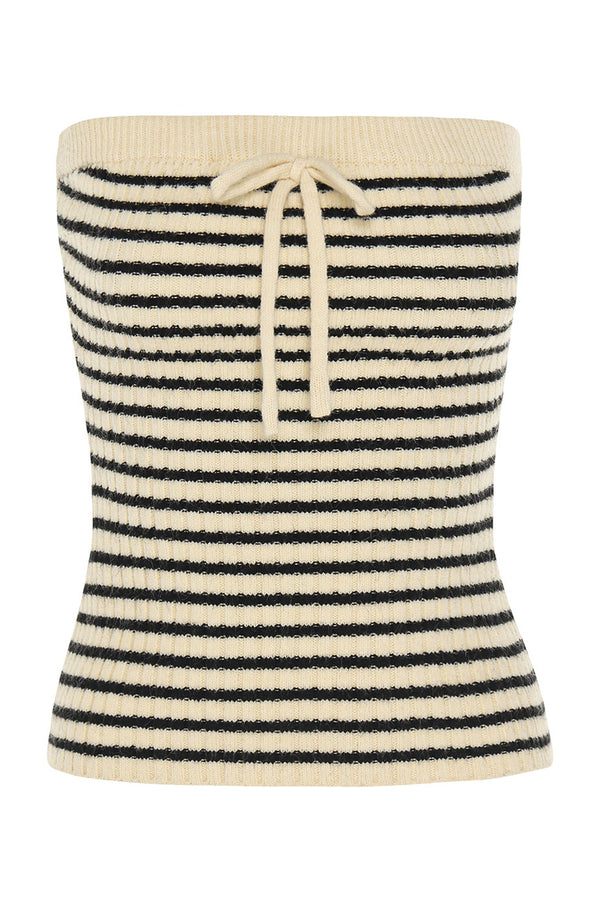 Striped Tube Top and Knit Cardigan Set