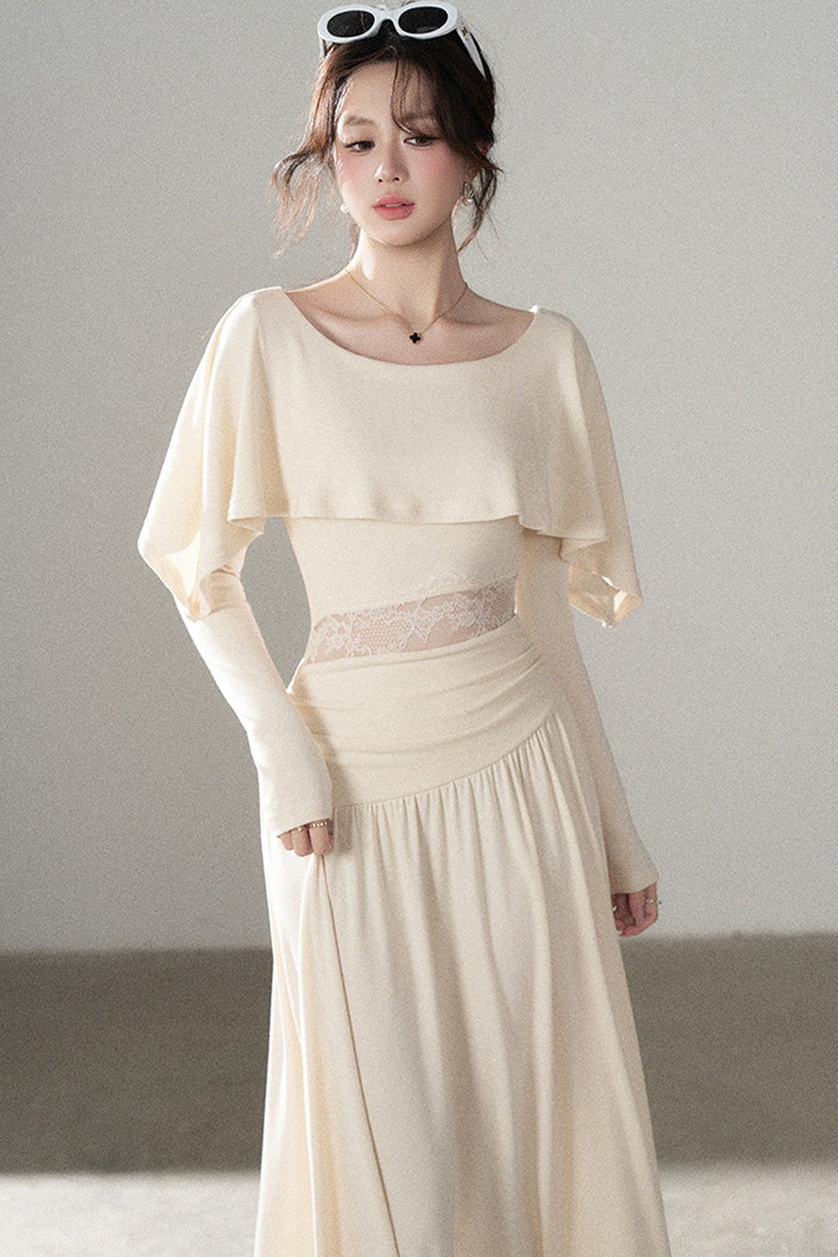 Long-Sleeved Lace Patchwork Dress