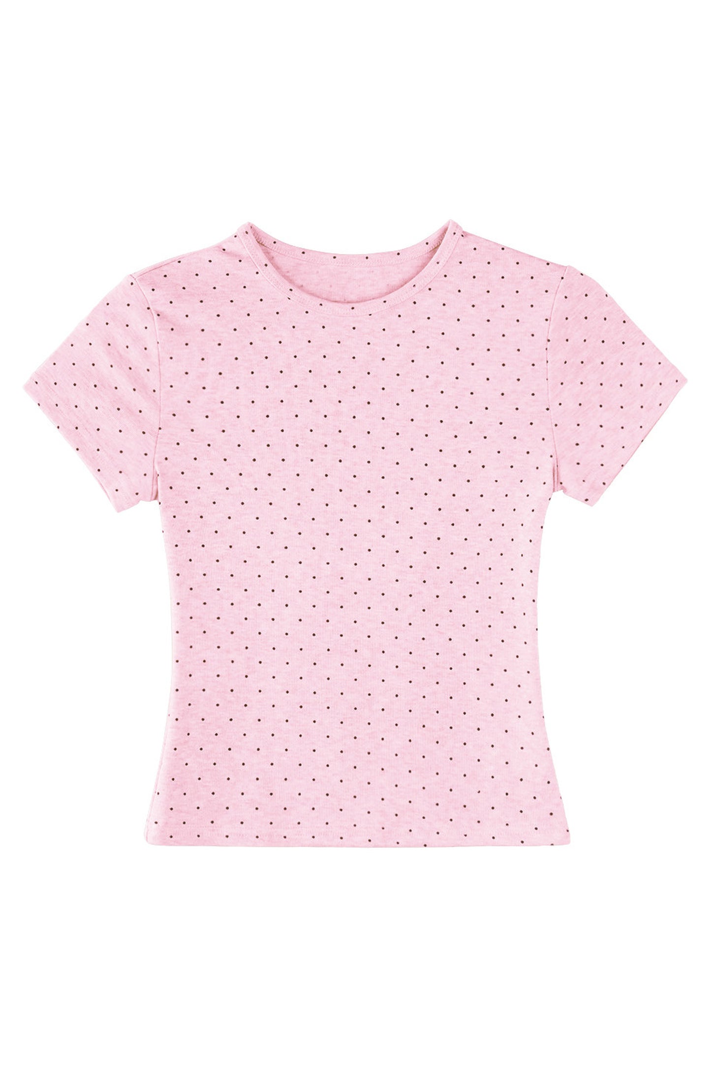 Kurzes T-Shirt in Creme mit Polka-Dots