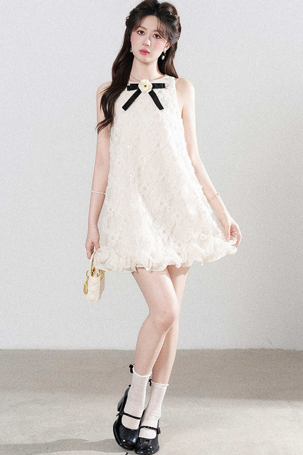 Apricot Neckholder-Kleid