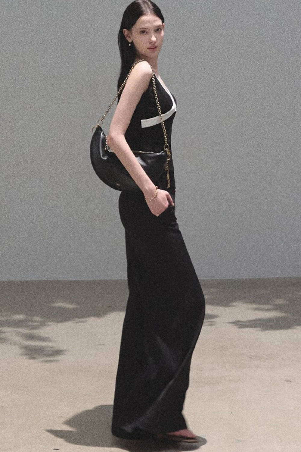Retro Drapey High-Waisted Wide-Leg Pants