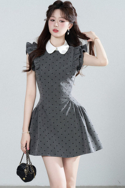 Polka-Dot-Kleid mit Flatterärmeln