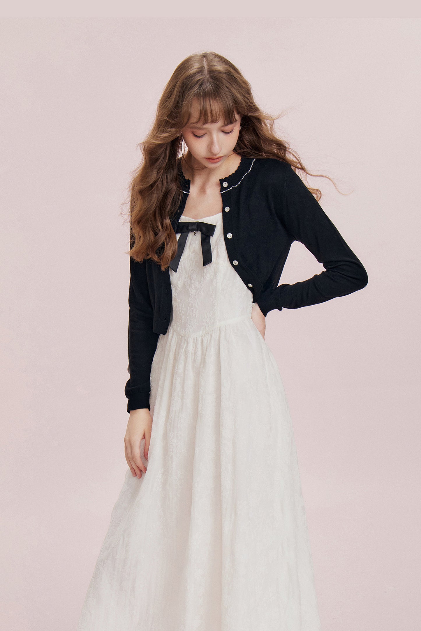 Romantic Cashmere Wavy Cardigan