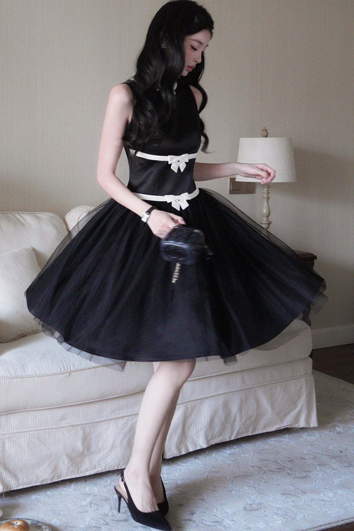 Sleeveless Bow A-Line Dress