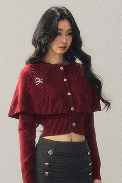 Knitted Cable Cape Sweater