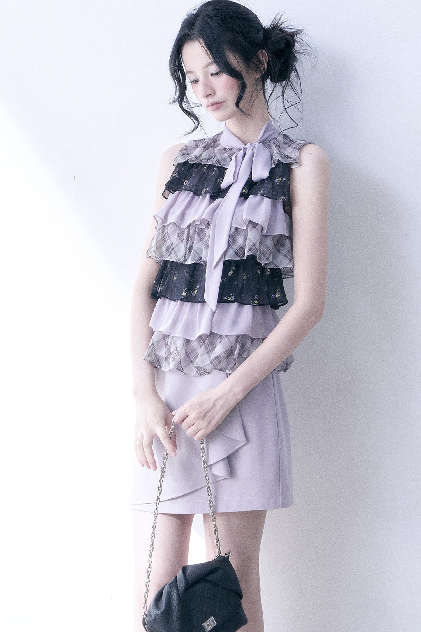 Chiffon Plaid Floral Top