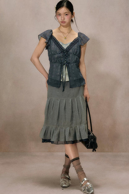 Mist Blue Lace Blouse