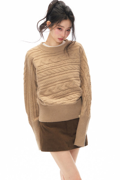 Turtleneck Knit Sweater and Long Skirt Set-Up