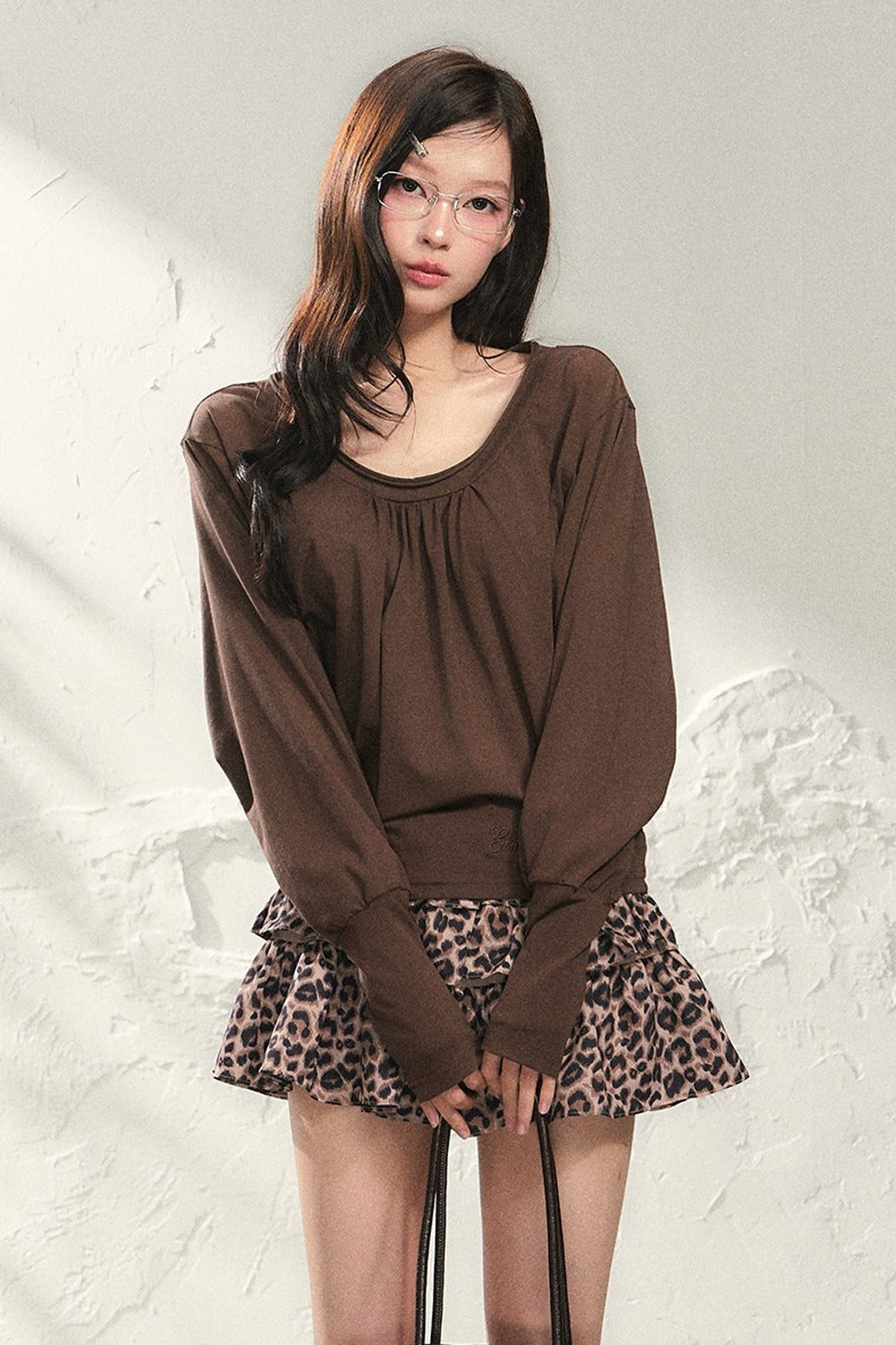 Leopard Print Ruffle Skirt With Top Set-Up